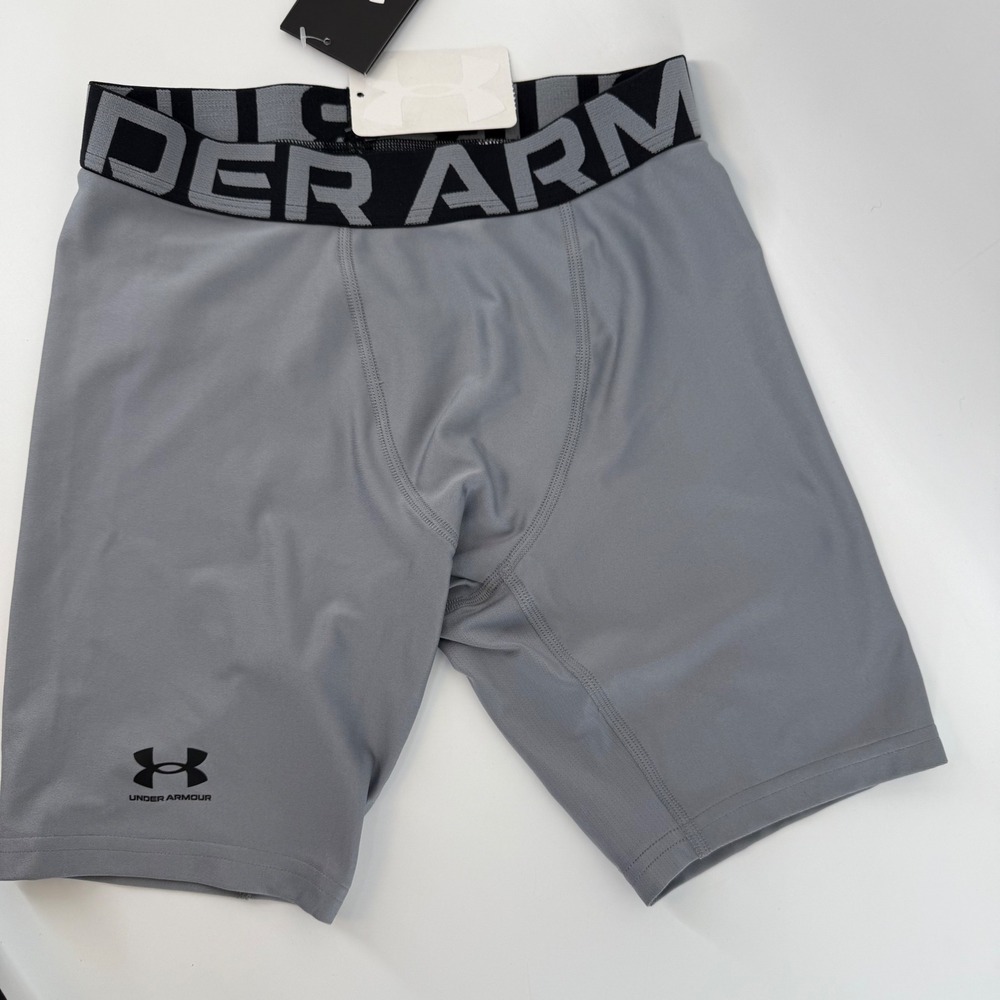 Under Armour HeatGear‎ Boys Compression Shorts Baselayer Gray Youth XS